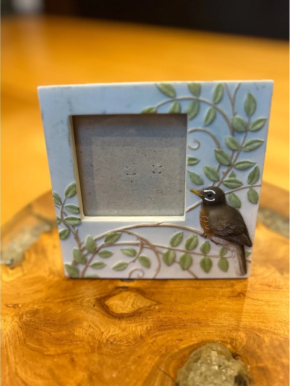 Decorative Bird and Leaf Design Photo Frame 3x3 Inches